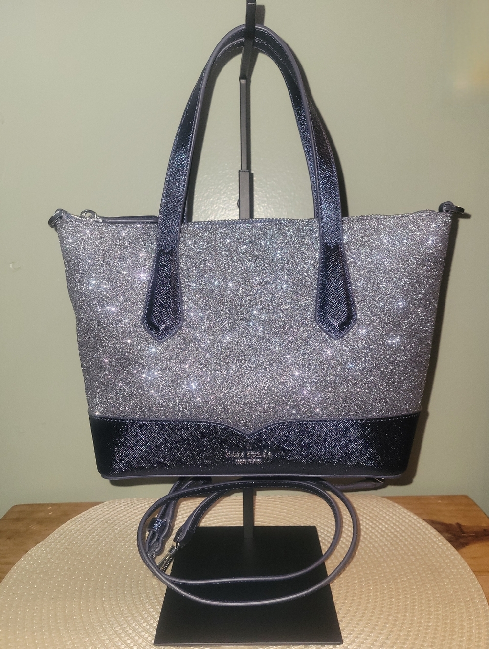 EUC Kate Spade NY Lola Glitter Small Satchel in Dusk Navy